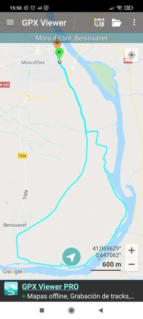 descargar tu ruta para visualizarla en el móvil sin cobertura
